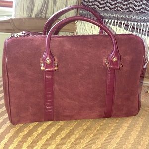 Vintage burgundy suede bowling style purse